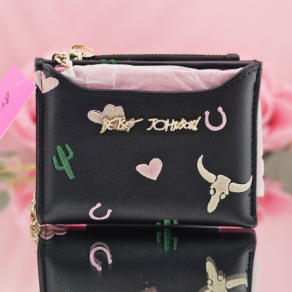 Betsey Johnson Handbags - Betsey Johnson Black Western Wallet With Card Case Chain Detail Desert Cowgirl